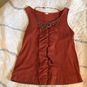 J. crew tulle ruffle tank - rust - size S